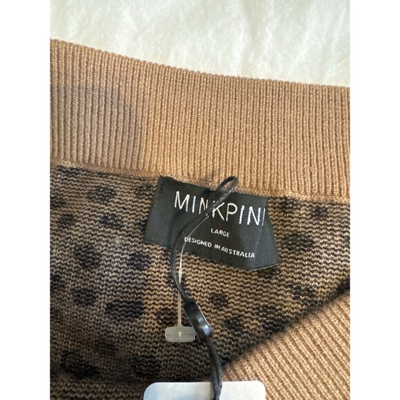 MINKPINK Luca Knit Leopard‎ Midi Skirt Tan Black Size L NWT Y2K Style - Picture 7 of 13